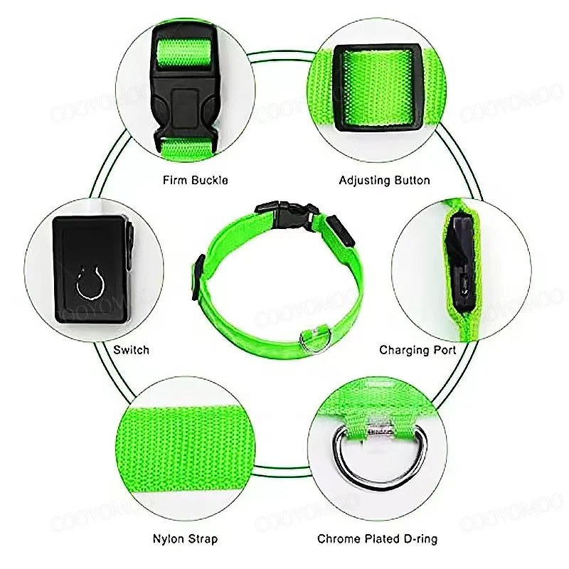 3 Modes Dog Luminous Charge Collar Led Usb Cat Dogs Collars Detachable Night Led Glow Dog Loss Prevention Collar Pet Accessories - Ammdog.com