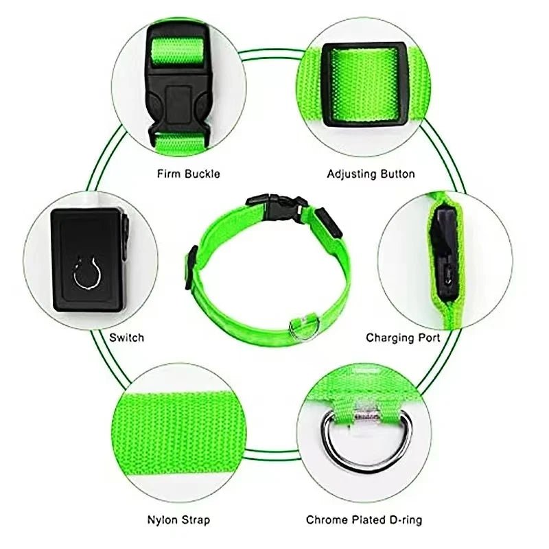 3 Modes Dog Luminous Charge Collar Led Usb Cat Dogs Collars Detachable Night Led Glow Dog Loss Prevention Collar Pet Accessories - Ammdog.com