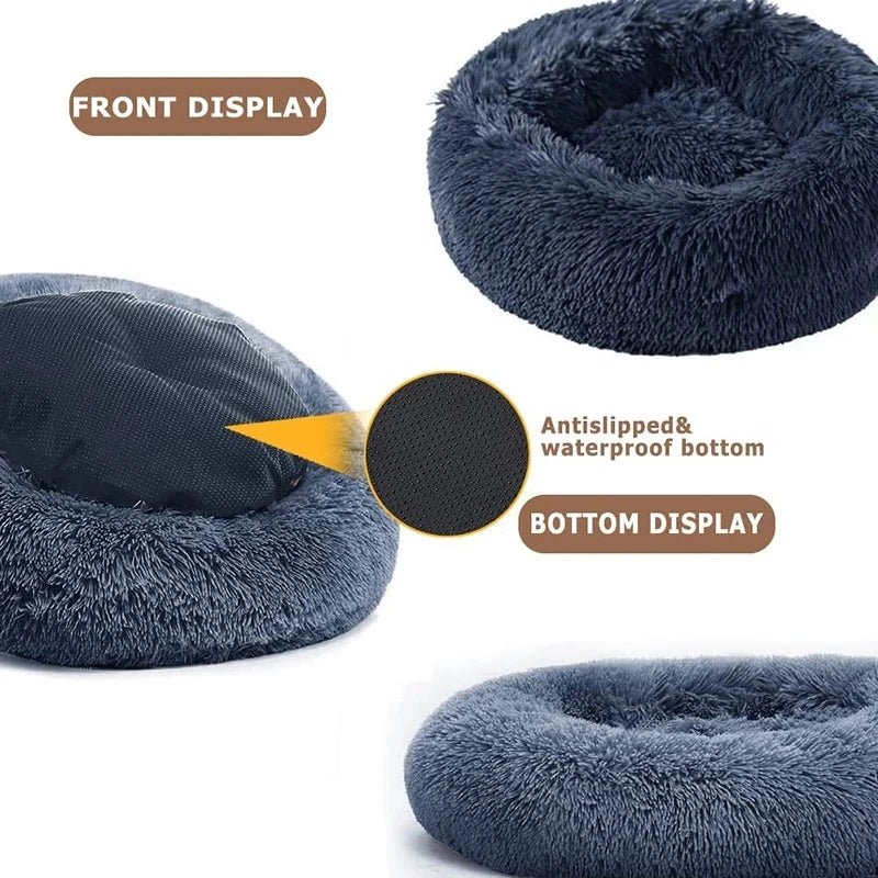 40 - 90cm Round Pet Bed for Large Dog Bed Super Soft Cat Bed Long Plush Dog House for Medium Dog House Winter Warm Sleeping - Ammdog.com