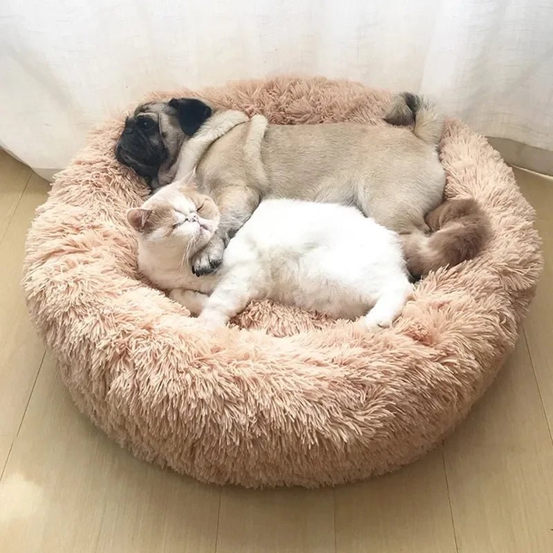 40 - 90cm Round Pet Bed for Large Dog Bed Super Soft Cat Bed Long Plush Dog House for Medium Dog House Winter Warm Sleeping - Ammdog.com