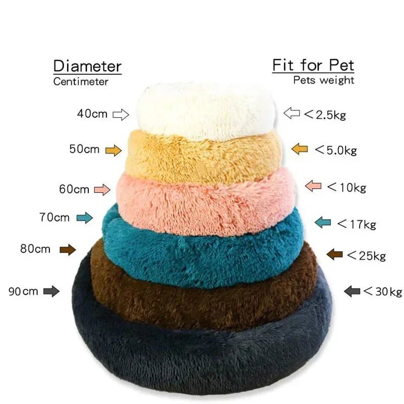 40 - 90cm Round Pet Bed for Large Dog Bed Super Soft Cat Bed Long Plush Dog House for Medium Dog House Winter Warm Sleeping - Ammdog.com