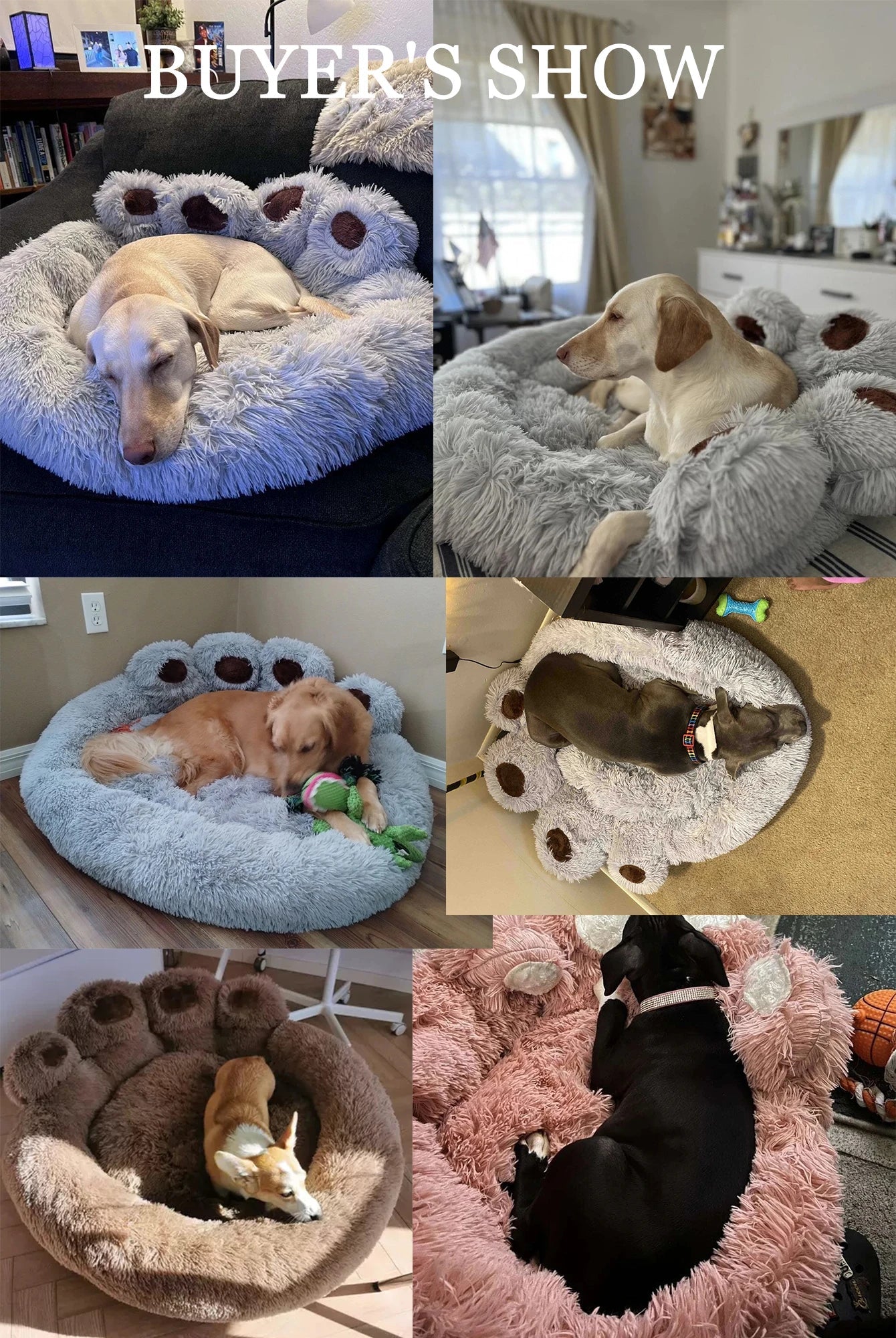 Fluffy Dog Bed Plush Kennel Accessories Pet Products Large Dogs Beds Bedding Sofa Basket Small Mat Cats Big Cushion Puppy Pets - Ammdog.com