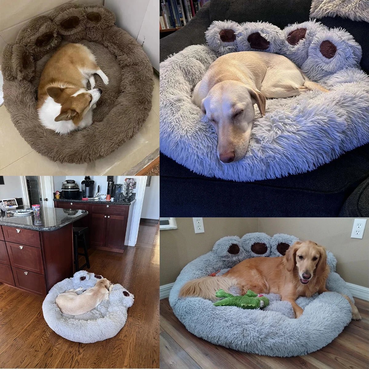 Fluffy Dog Bed Plush Kennel Accessories Pet Products Large Dogs Beds Bedding Sofa Basket Small Mat Cats Big Cushion Puppy Pets - Ammdog.com
