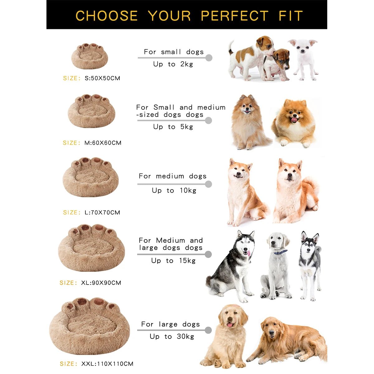Fluffy Dog Bed Plush Kennel Accessories Pet Products Large Dogs Beds Bedding Sofa Basket Small Mat Cats Big Cushion Puppy Pets - Ammdog.com