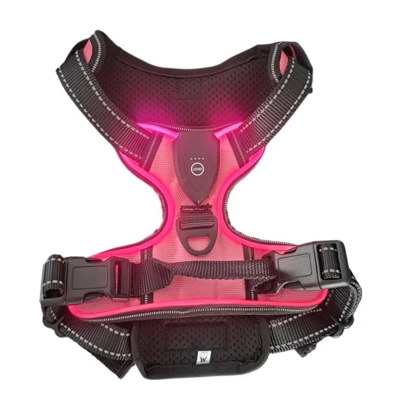 Led luminous Dog Harness No Pull Adjustable Rechargeable Pet Vest Harness Small Medium Large Dogs Outdoor Walking Pet Supplies - Ammdog.com