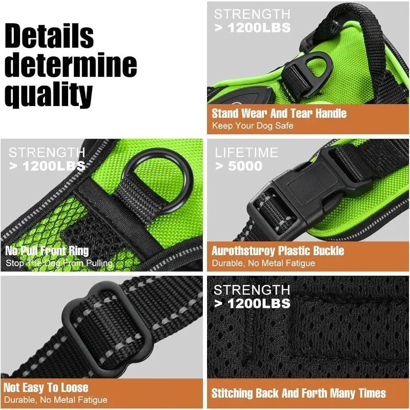 Led luminous Dog Harness No Pull Adjustable Rechargeable Pet Vest Harness Small Medium Large Dogs Outdoor Walking Pet Supplies - Ammdog.com