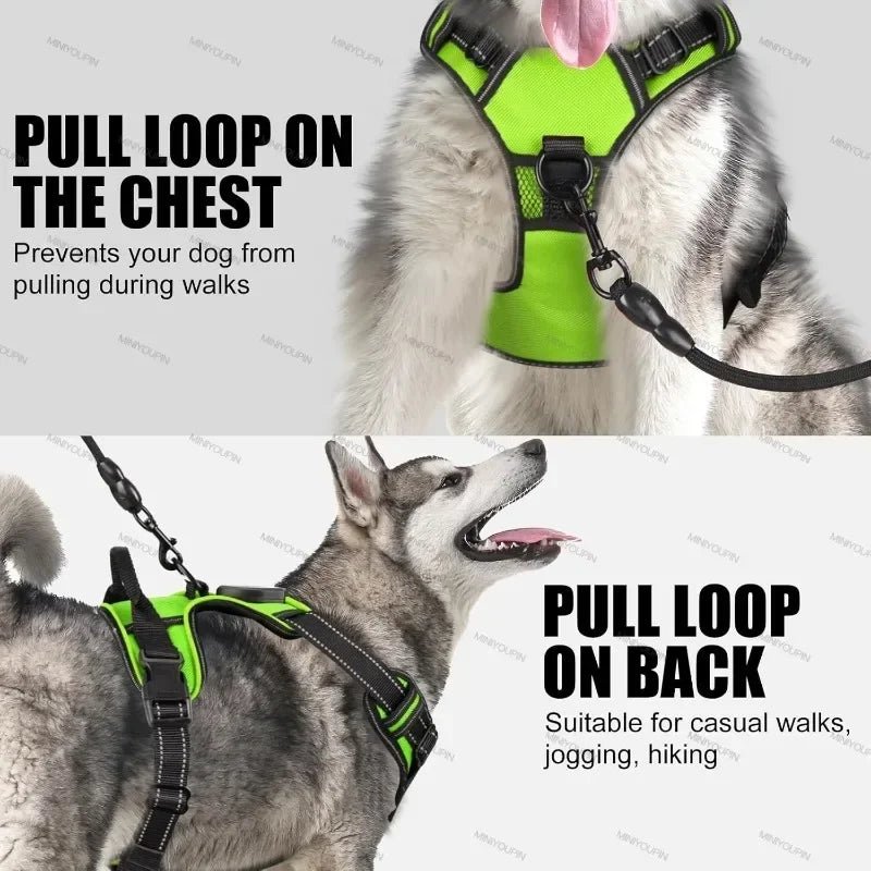 Led luminous Dog Harness No Pull Adjustable Rechargeable Pet Vest Harness Small Medium Large Dogs Outdoor Walking Pet Supplies - Ammdog.com