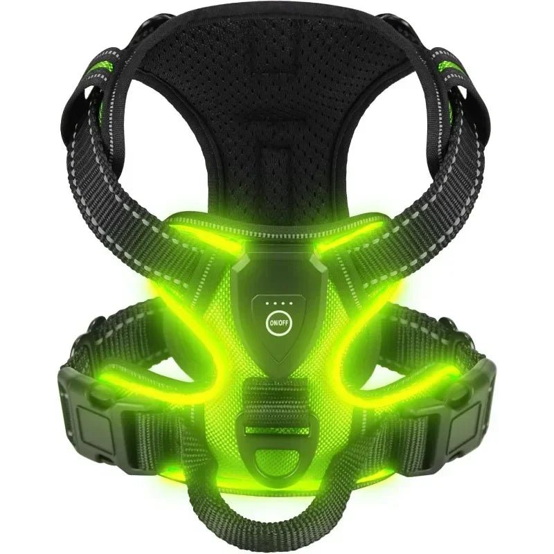Led luminous Dog Harness No Pull Adjustable Rechargeable Pet Vest Harness Small Medium Large Dogs Outdoor Walking Pet Supplies - Ammdog.com
