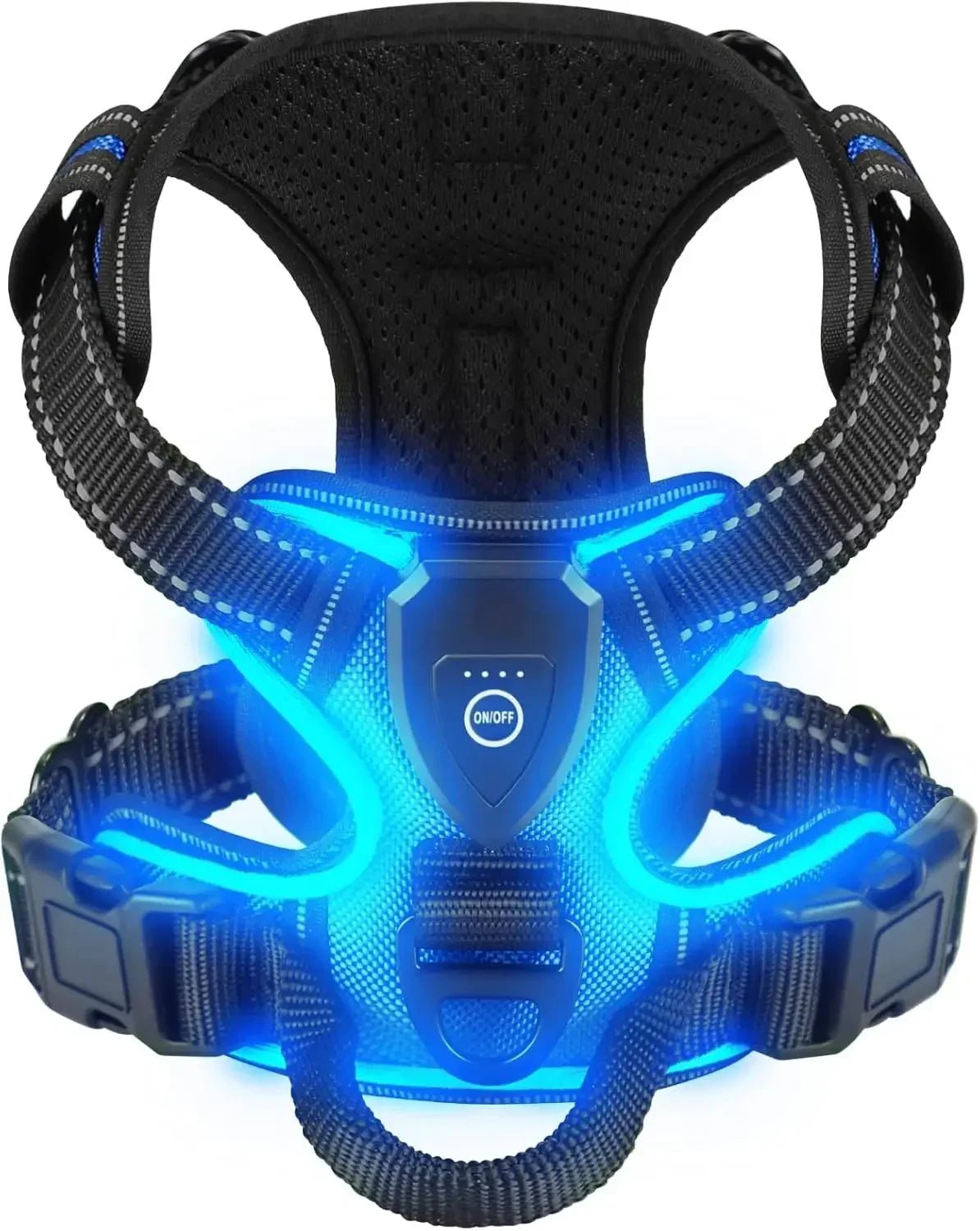 Led luminous Dog Harness No Pull Adjustable Rechargeable Pet Vest Harness Small Medium Large Dogs Outdoor Walking Pet Supplies - Ammdog.com