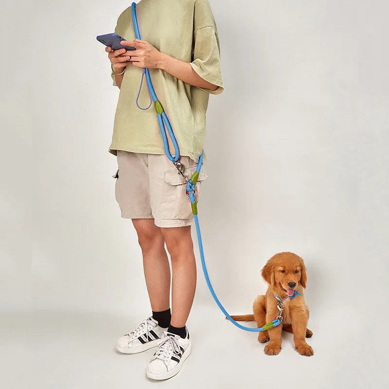Reflective Nylon Leashes Pet Dogs Chain Traction Rope Leads for Running Dog Walking Free Hands Rope Chain for Small Large Dogs - Ammdog.com