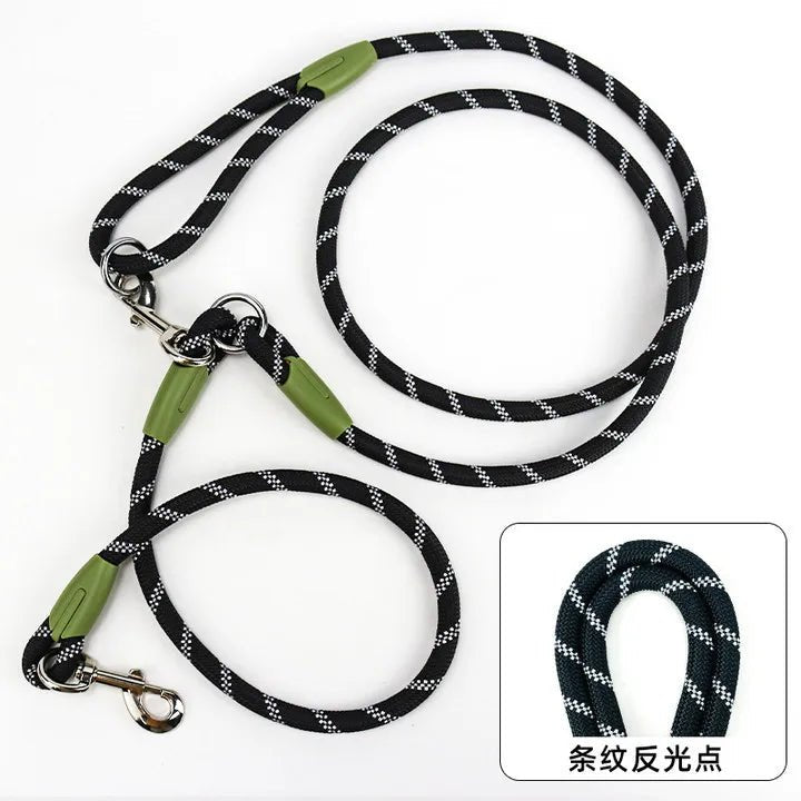 Reflective Nylon Leashes Pet Dogs Chain Traction Rope Leads for Running Dog Walking Free Hands Rope Chain for Small Large Dogs - Ammdog.com