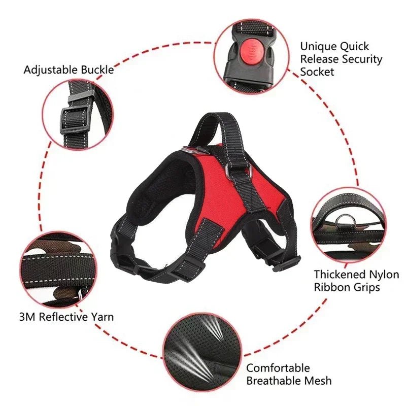 Saddle Dog Harness Reflective Adjustable Pet Harness No Pull Walking Training Small Medium Large Big Dogs Chest Strap Product - Ammdog.com