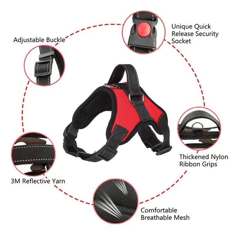 Saddle Dog Harness Reflective Adjustable Pet Harness No Pull Walking Training Small Medium Large Big Dogs Chest Strap Product - Ammdog.com